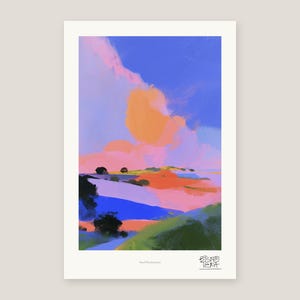Full view of the Pastel Rural Journey print with its white gallery margin
