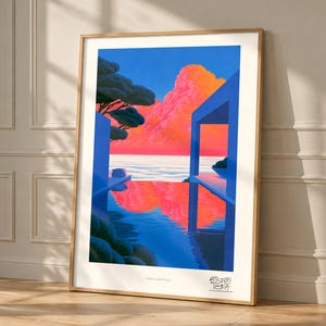 Infinity Cloud Terrace art print, framed, in a second room setting