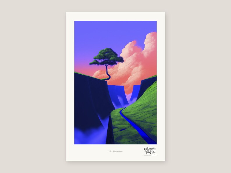 Rainforest Wall Art Print, Valley of Green Giants Blush Sunset, Nature Lover Gift image 6
