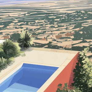 Close-up detail of the Skyward Water Oasis giclée print