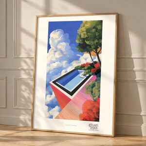 Ultraviolet Dreamscape art print, framed, shown in a styled room