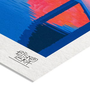 Close-up of the printed signature on the fine-art giclée paper of the Infinity Cloud Terrace print