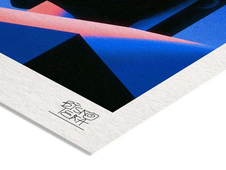 Close-up of the printed signature on the fine-art giclée paper of the Calm Buddha print