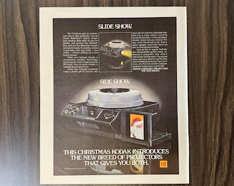 Kodak-carrousel dia-scanprojector kersttijdschrift advertentie originele vintage Kodak-advertentie Rolling Stone november 1981