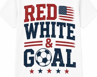 Red White And Goal USA Soccer Shirt, Distressed American Flag Tee