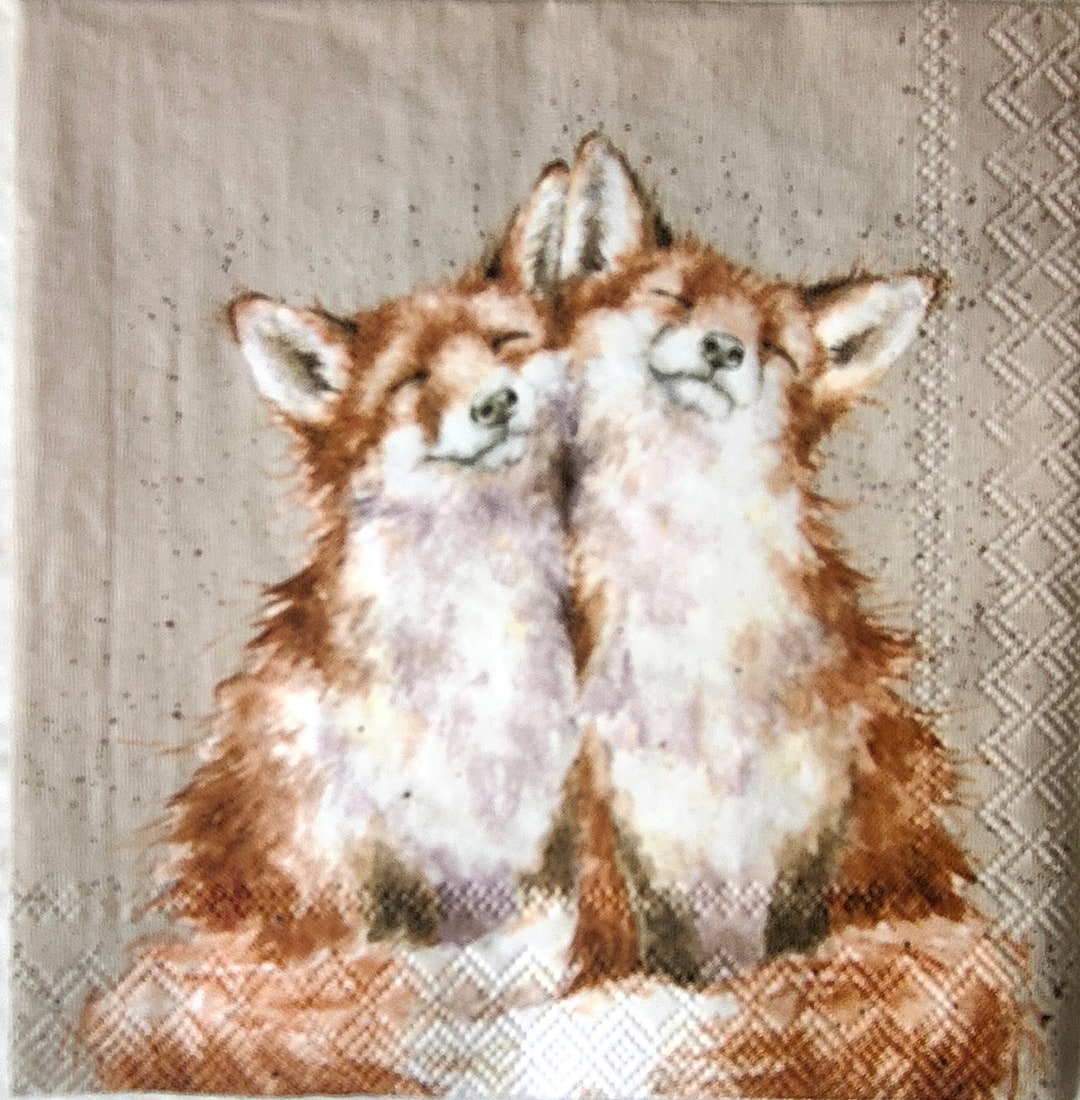 2 WRENDALE Foxes NAPKINS Contentment Pair of Decoupage Etsy Canada