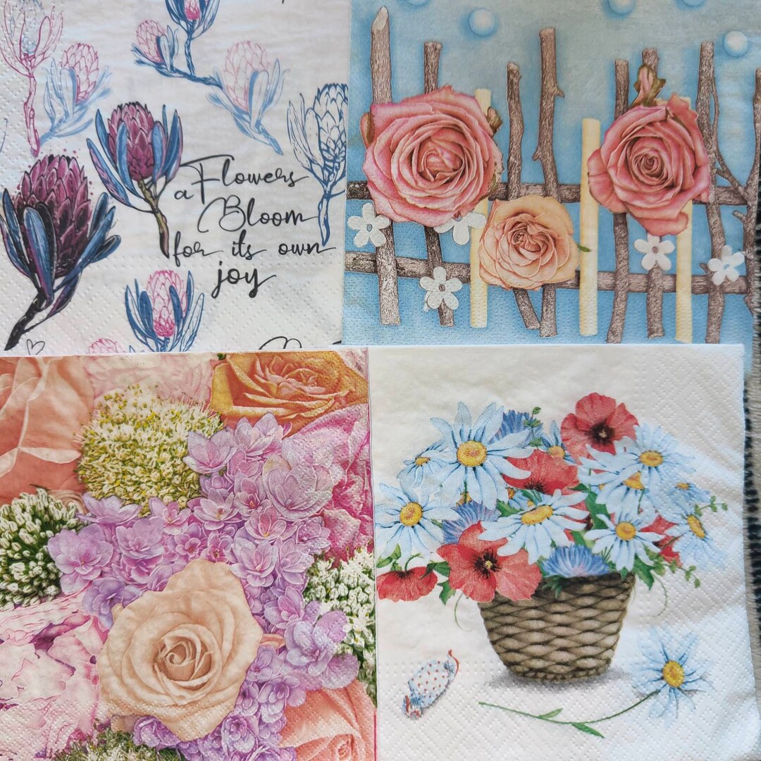 Keep Unique Spring Floral Decoupage Napkins, Decorated Flower Luncheon  Napkins, Assorted Color, 20/Pack 