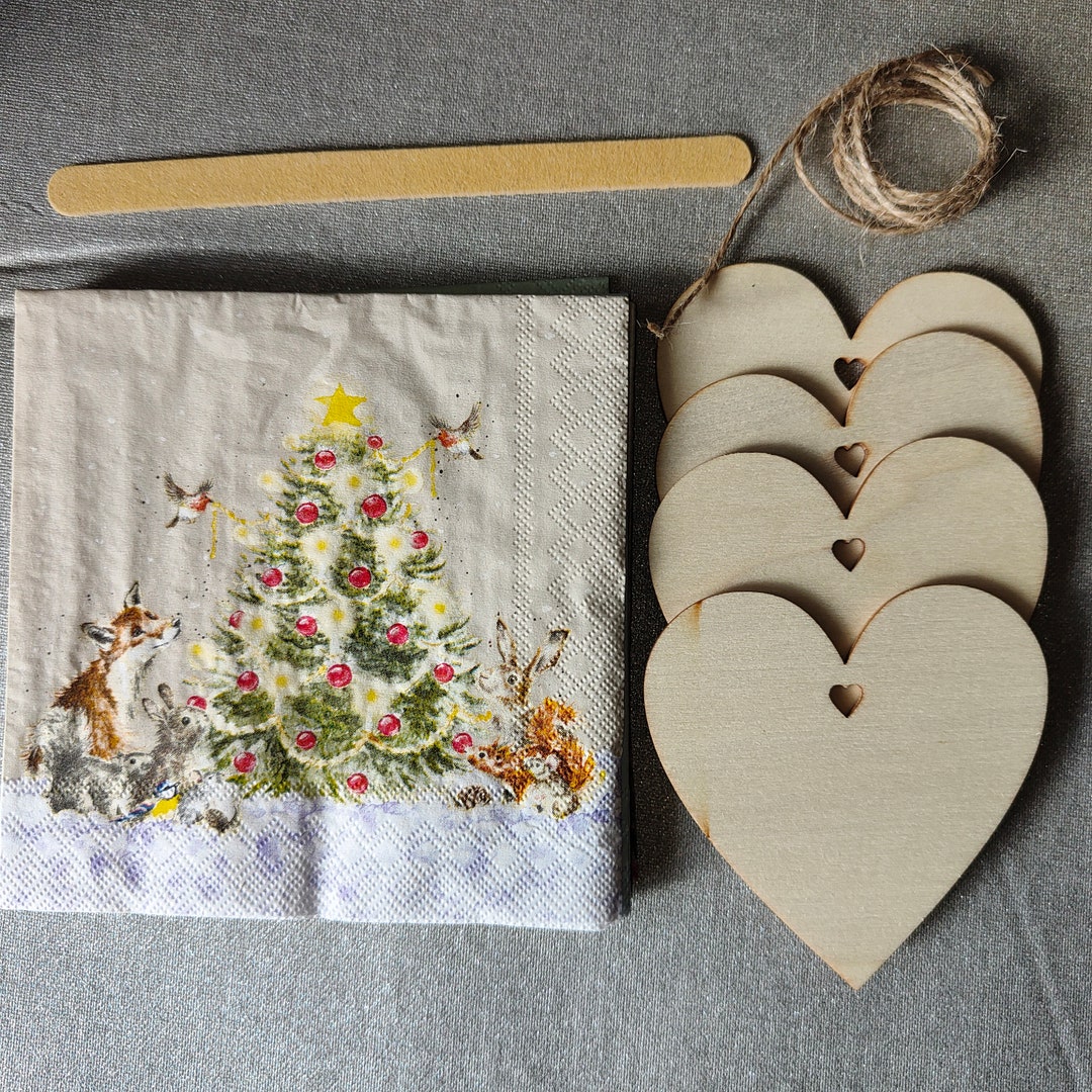 WRENDALE HEART KIT, Mixed Set of 6 Decoupage Wrendale Cocktail Napkins