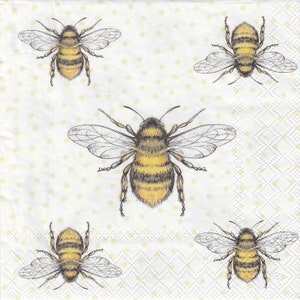 Flying Bees Paper Napkins: Luncheon Size Decoupage Set