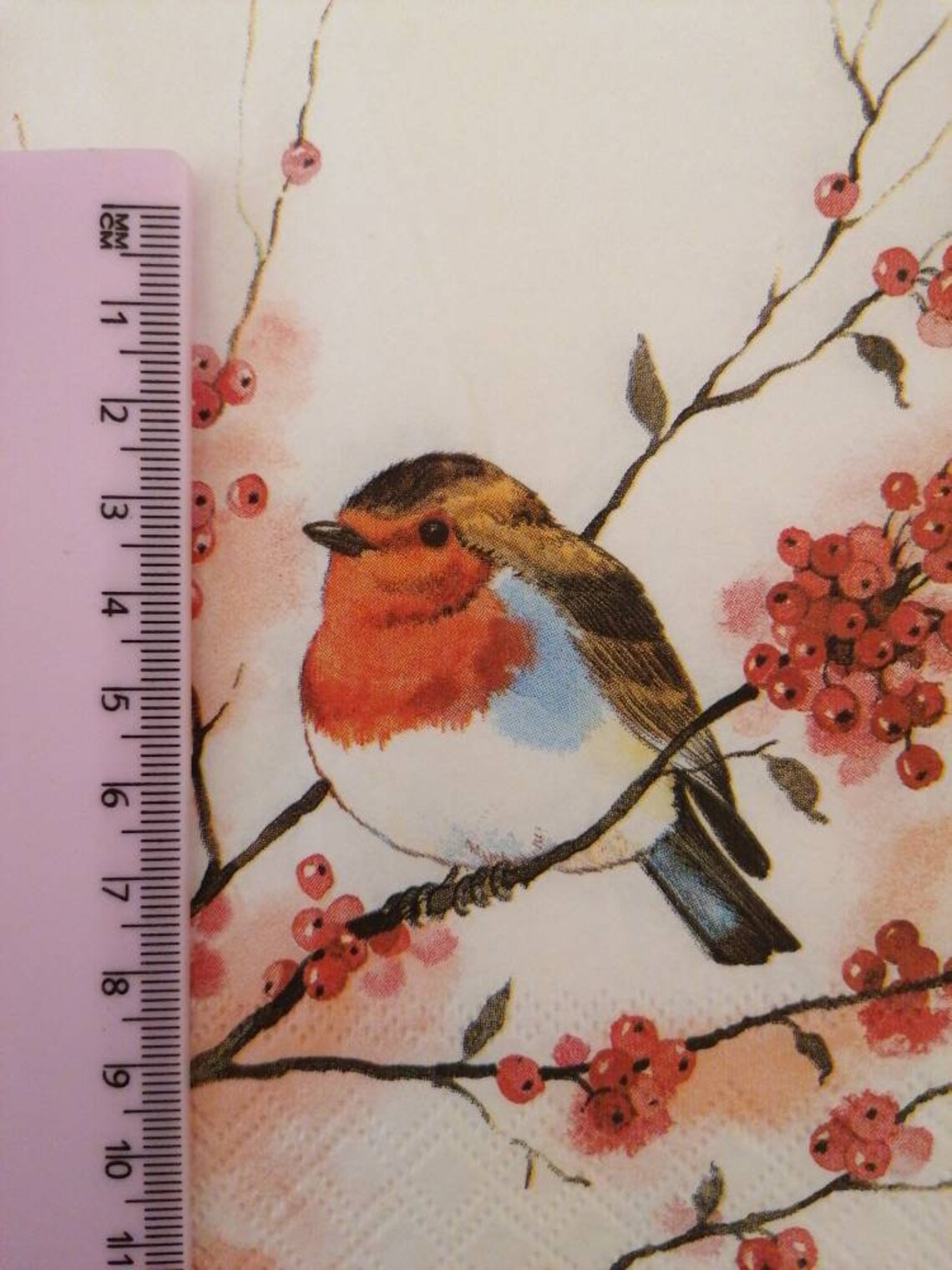 Birdy Robin Decoupage Lunch Napkins Set of 4 Paper Napkins. Etsy