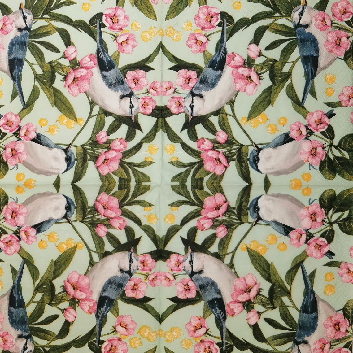 Bird on Blue Napkins Set of 4 Paper Decoupage Napkins Etsy