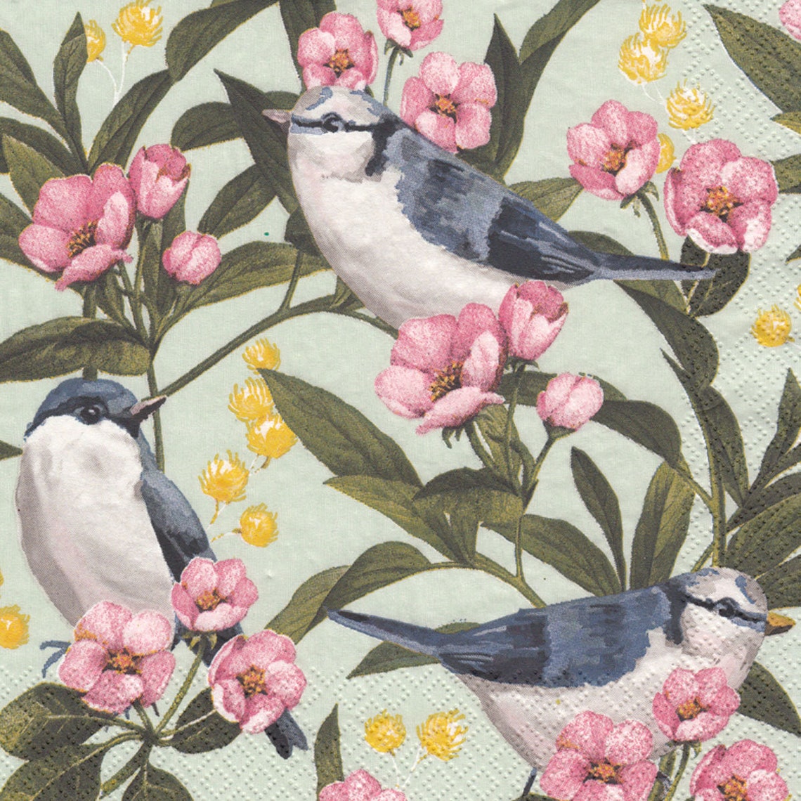 Bird on Blue Napkins Set of 4 Paper Decoupage Napkins Etsy