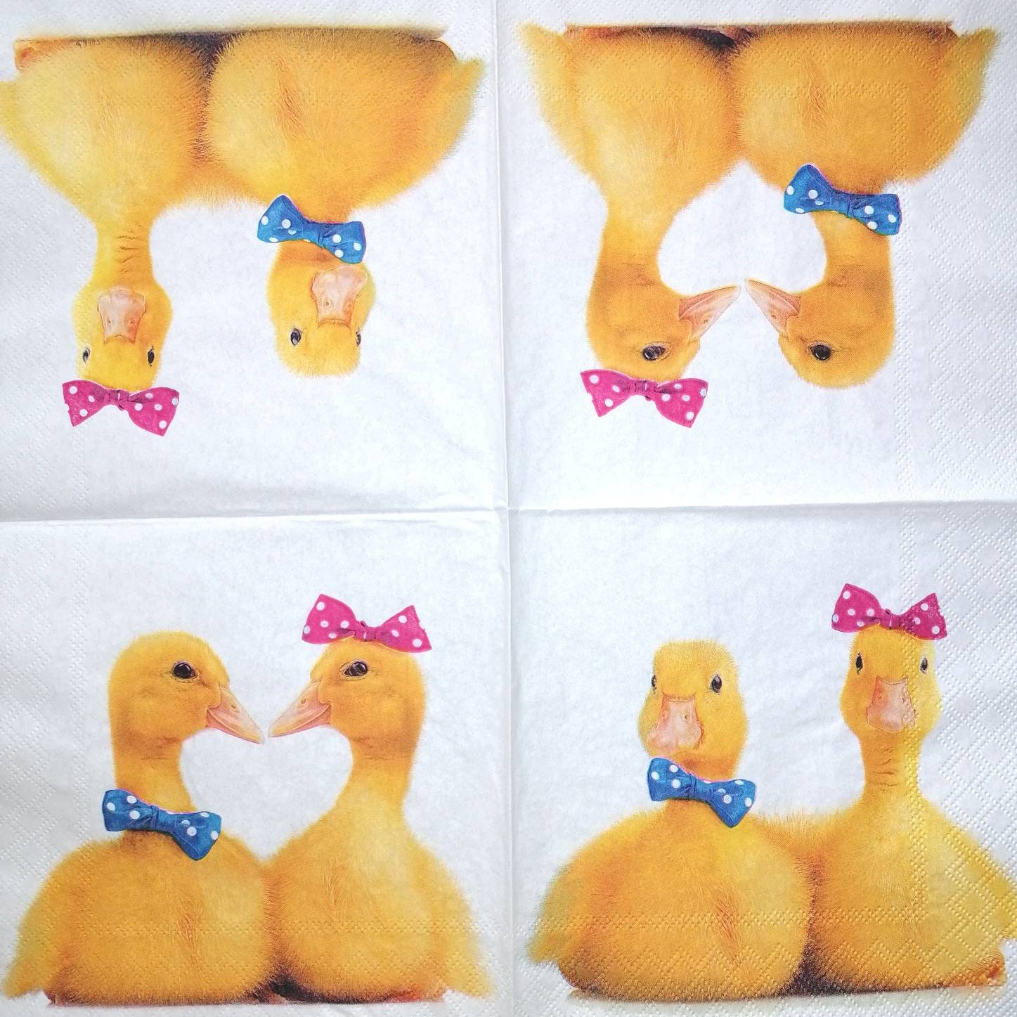 2 Serviettes en papier Famille Canard Cane Decoupage Paper Napkins Duck Familly 