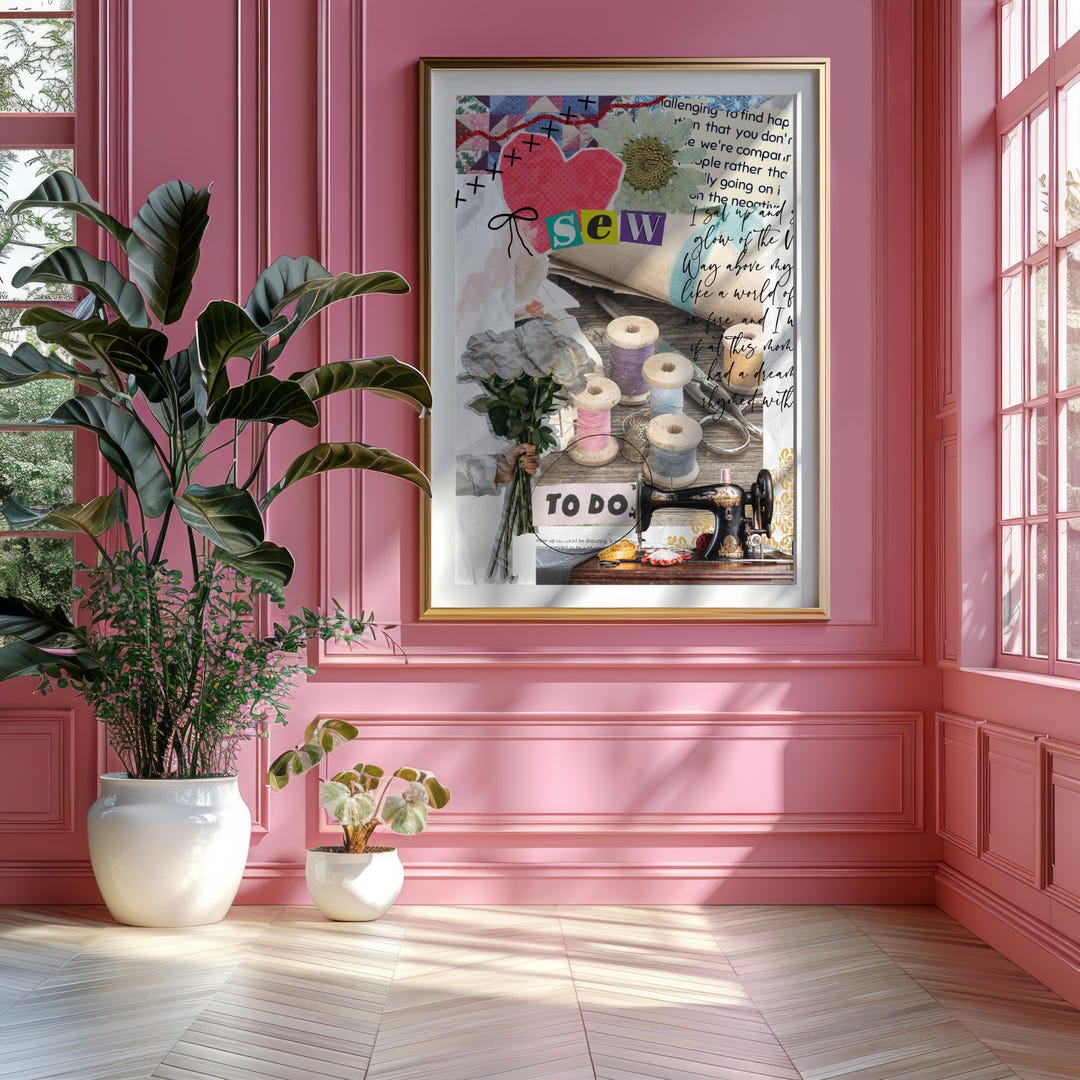 Sewing Collage Printable Art | Sewing Room Wall Decor | Quilter Digital ...
