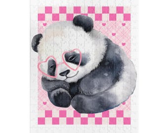 Kawaii Panda with Heart Glasses Puzzle | Animal Jigsaw Gift