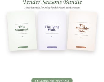 Tender Seasons Bundle | 3 ausfüllbare PDF-Tagebücher | Unterstützung für Achtsamkeit, Fruchtbarkeit und Menstruationszyklus | 42 Seiten