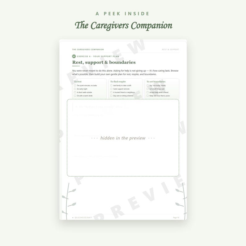 Caregiver Burnout Workbook | The Caregivers Companion | Fillable PDF | Caregiver Stress, Guilt & Self-Care Self-Help Journal | 20 Pages image 9
