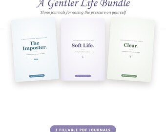 Ein entspannteres Leben – Paket | 3 ausfüllbare PDF-Tagebücher | Hochstapler-Syndrom, Entschleunigung und Neugierde im nüchternen Zustand | 48 Seiten