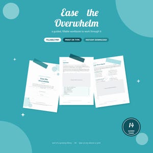 Stress Relief Workbook PDF | 14 Pages Fillable + Printable | Overwhelm, Brain-Dump & Triage Tools | Instant Download