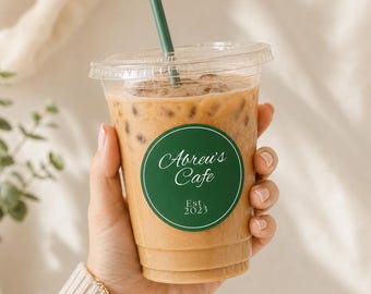 Redigerbar klistermärkesmall för kaffekoppar; personlig mall
