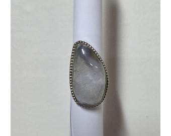 Handmade Vintage Sterling Silver Chalcedony Quartz with Inclusions Ring