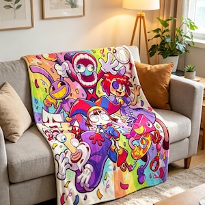 Manta con póster retro vintage de TADC, suave y acogedora, ideal para la decoración del dormitorio de un amante de la animación independiente.