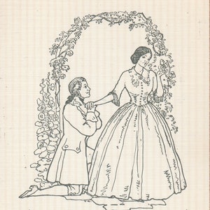 Antique Paper Ephemera Victorian Valentine Paper Diecut Card-Love Couple  1800s, 1900s