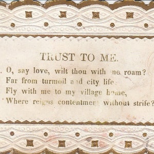 Antique Paper Ephemera Victorian Valentine Paper Diecut Card-Gold Embossed  1800s, 1900s