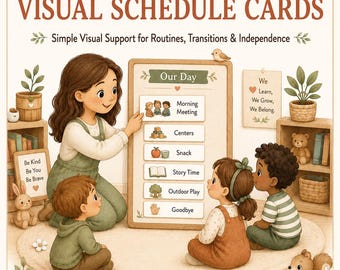 Classroom Visual Schedule Cards Bundle | Woodland Routine Supports (PDF Download)