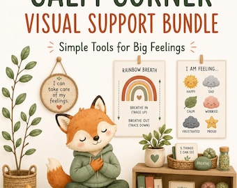 Calm Corner Visual Support Bundle, Feelings Check-In and Coping Skills Posters