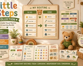 Visueller Stundenplan für Kinder, Tagesablauf für Kleinkinder, Montessori-Diagramme (PDF)