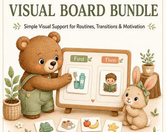 First Then Visual Schedule Board Bundle | Routine, Choice, Reward Cards (PDF)