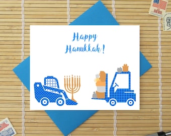 Happy Hanukkah! / Plaid Machinery Holiday Greetings / happy holidays heavy machinery dad son grandson uncle nephew man boy him