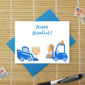 Happy Hanukkah! / Plaid Machinery Holiday Greetings / happy holidays heavy machinery dad son grandson uncle nephew man boy him