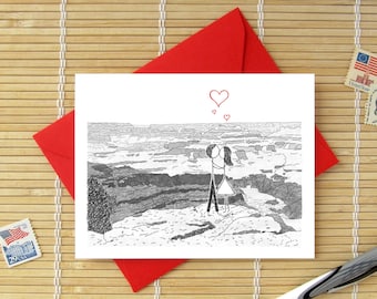 Canoodle Doodles No. 60 - Grand Canyon Arizona // Romantic Valentine Birthday Anniversary Engagement or Bridal Shower card for Him or Her