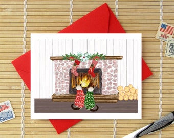 I Have Warm Felines For You / Cozy Cats Christmas Card / Funny pun cute cat couple cat lover card for him or her spouse significant other