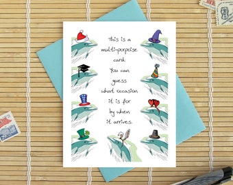 Multi-Porpoise Pun Multi-Purpose card / Funny Birthday Valentine Graduation Christmas Easter Halloween etc. Choose envelope color & holiday