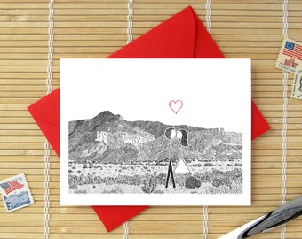 Canoodle Doodles No. 73 - New Mexico Mountains // Romantic Valentine Birthday Anniversary Engagement or Bridal Shower card for Him or Her