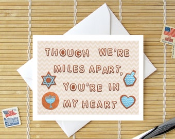 Happy Hanukkah Though We're Miles Apart You're In My Heart / Hanukkah Cookies Long Distance Greeting / text options for single or family