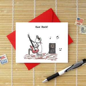 Ewe Rock Card //  Birthday, Valentine, Congrats, Graduation, Thank You, Good Job, Card // white or black sheep