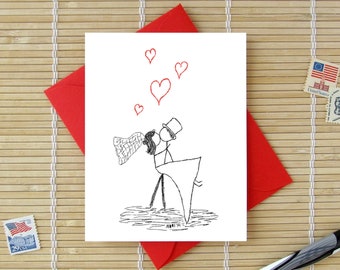 Canoodle Doodle No. 6 - Bride and Groom // Romantic Card for Newlyweds Wedding, Anniversary, Engagement or Bridal Shower card for Him or Her