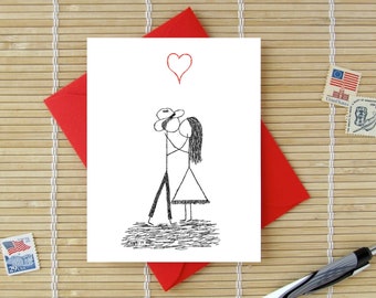 Canoodle Doodles No. 14 - Cowboy // Romantic Valentine's Day, Birthday, Anniversary, Engagement, or Bridal Shower card for Him or Her