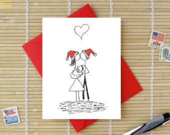 Canoodle Doodles No. 26 - Family with Baby - Christmas Version // Romantic Holiday New Parents or First Christmas card for Him or Her