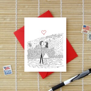 Canoodle Doodles No. 31 - Hollywood Hills Kiss / Romantic Valentine, Birthday, Anniversary, Engagement, or Bridal Shower card for Him or Her