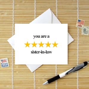 Top Rated Sister-In-Law // Birthday Card for Sister-In-Law  // choose your options for Birthday and beyond