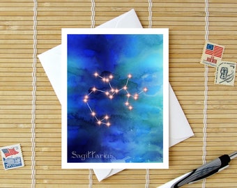 Same Day Birthday Card - Sagittarius Zodiac Birthday Card // Shared Birthday Constellations Stars Stellar Birthday Card / Choose Zodiac