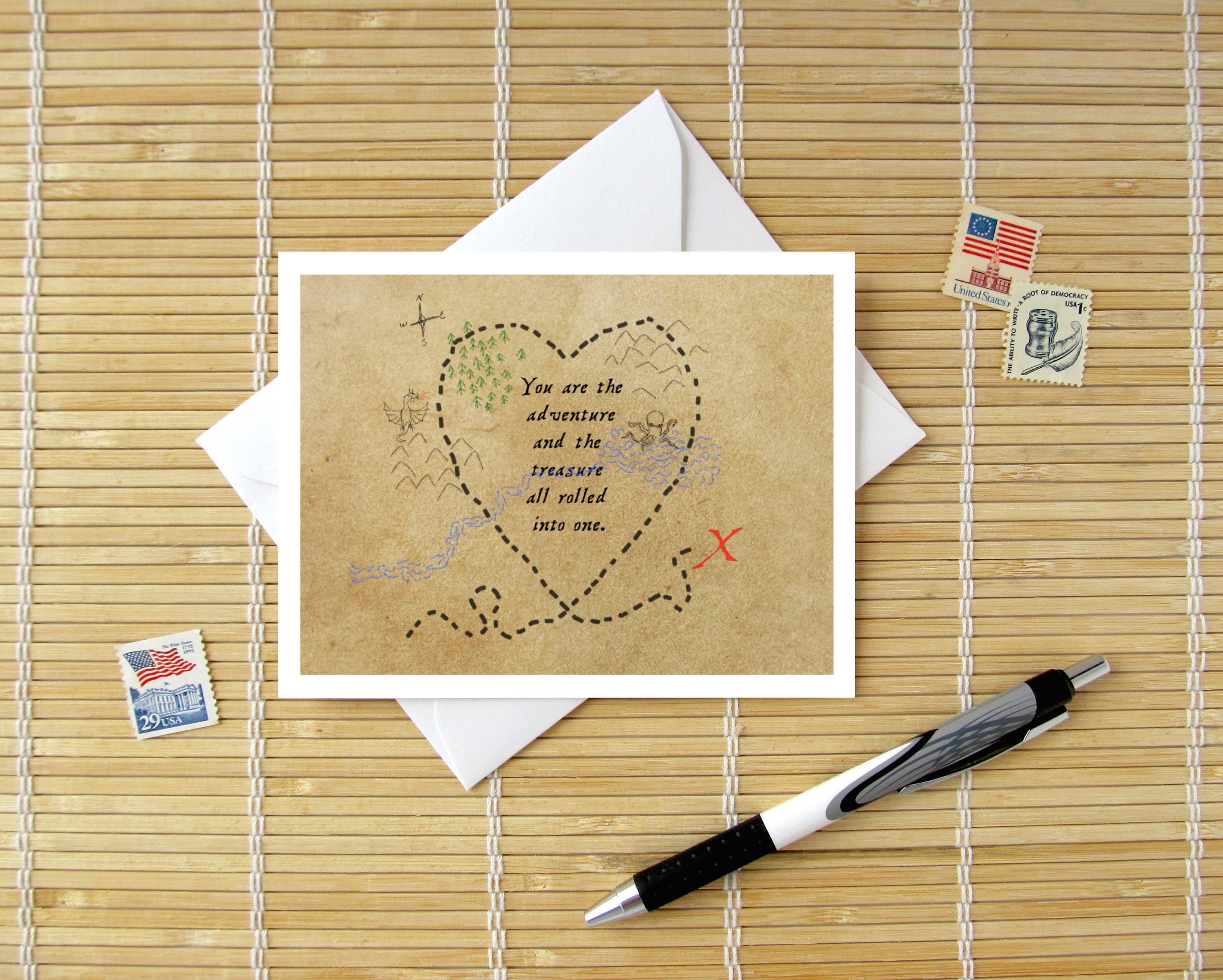 You Are The Adventure And The Treasure // Romantic Pirate Map Birthda…
