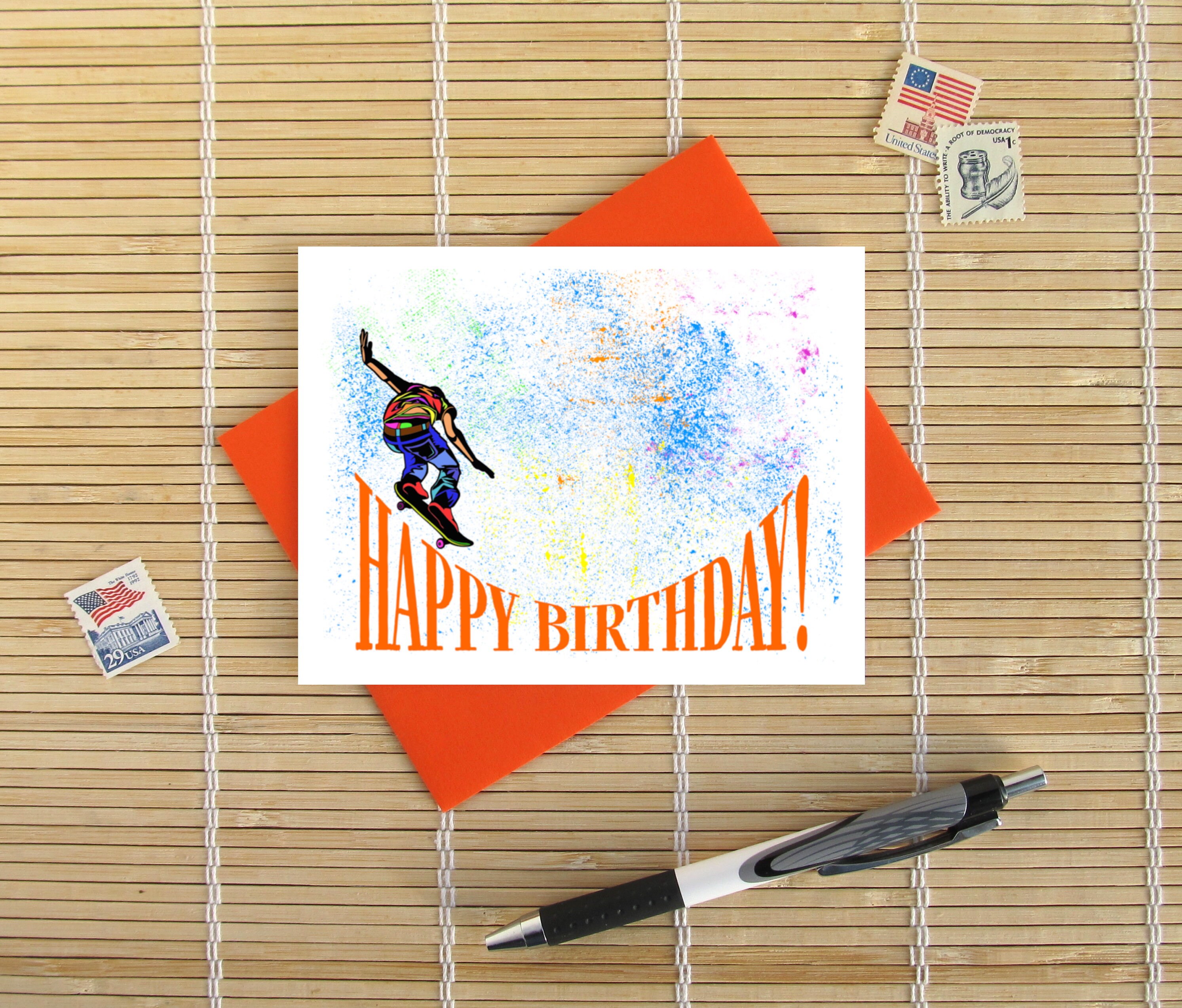 Geburtstagskarte Zum 7. Geburtstag – Skateboard-Design, 127 X 178 Mm, Inkl. Umschlag, Für Jungen