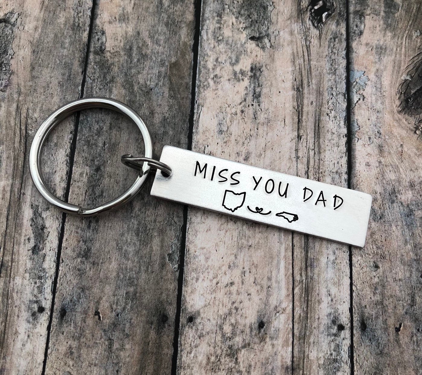 Buy MISS YOU DAD Father's Day Gift Hand Stamped Keychain Online in ...