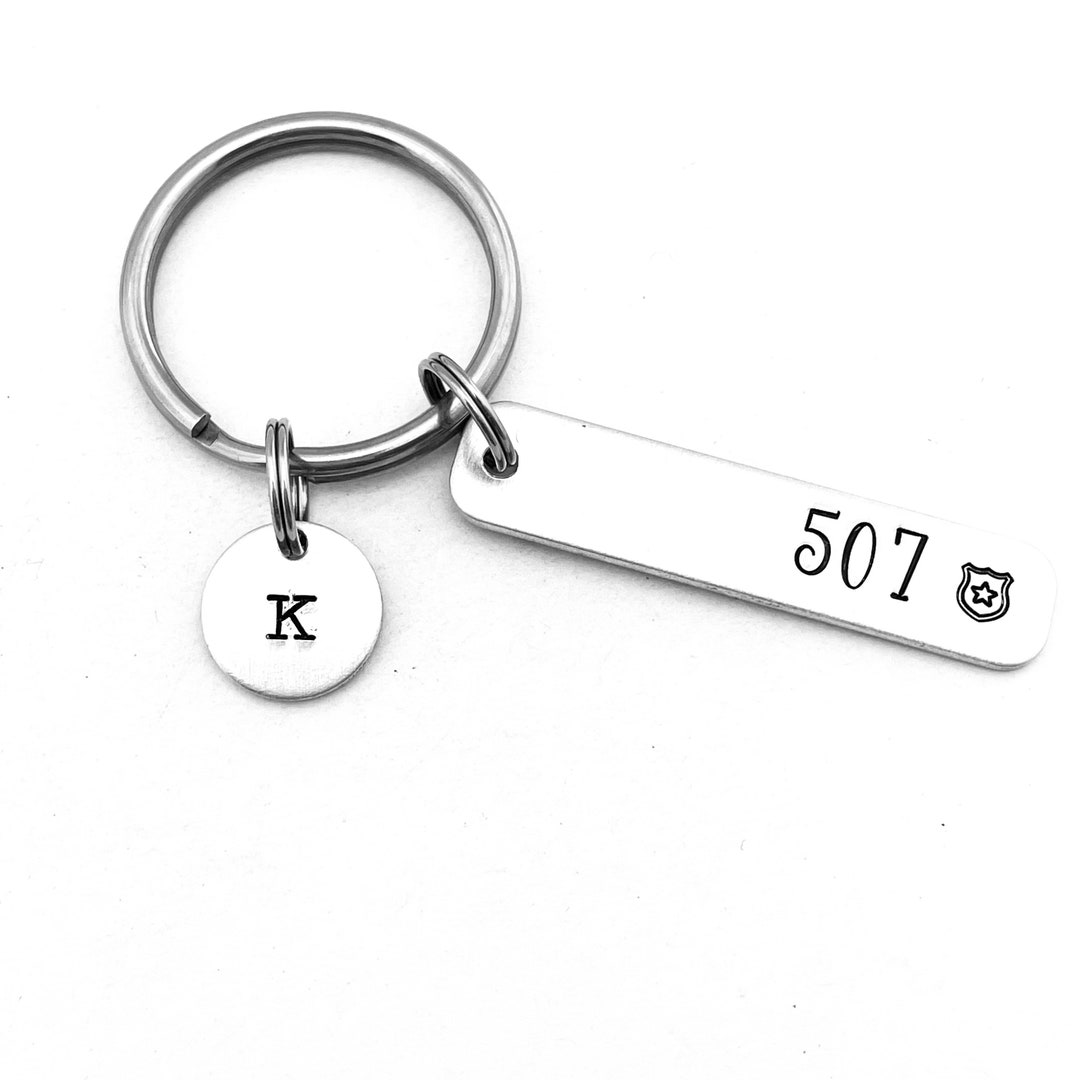 Badge Number Keychain Personalized Police Officer Badge Etsy
